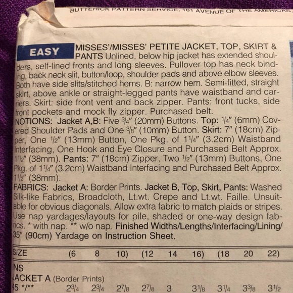 Butterick Sewing pattern 4582 top skirt pants sz 18 20 - Picture 4 of 7